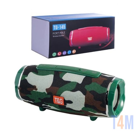 COLUNA DE SOM PORTÁTIL T&G TG-145 USB/CARTÃO TF/RÁDIO FM MILITARES